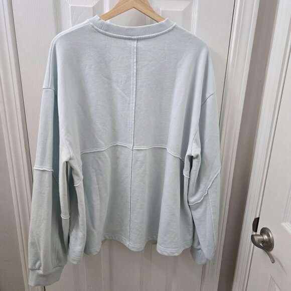 Sweaty Betty Revive Sweatshirt Womens 14 Aqua Blue Peplum Oversized Loungewear - Picture 2 of 15